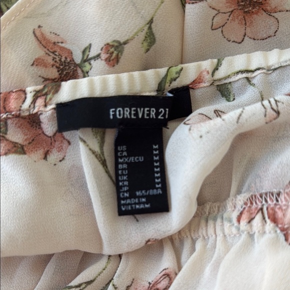 Forever 21 Babydoll Pink Floral Ruffle Blouse M - Picture 7 of 8